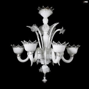 威尼斯枝形吊燈伊莎貝拉 - 白色 - 原始穆拉諾玻璃 OMG