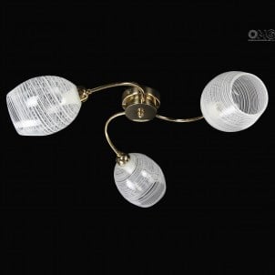 Plafonnier Style Déco - 3 lumières - Verre de Murano Original