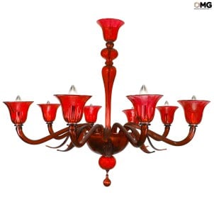 威尼斯枝形吊燈 -Tremiti - 紅色 - Murano Glass
