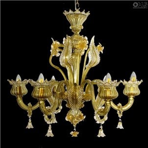 Lámpara de araña veneciana - Ginestra Smoked Gold - Cristal de Murano original