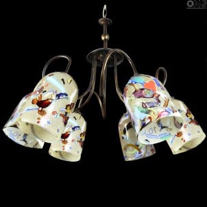 Fabulus Mirò - Hanging Lamp 6 lights - Original Murano Glass 