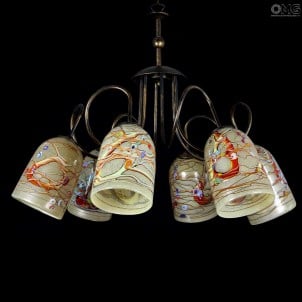 Fantasy - Hanging Lamp 6 lights - Original Murano Glass 