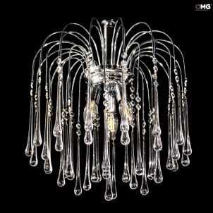 Lámpara de araña Drop en vidrio transparente - Cristal de Murano original OMG