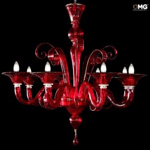 枝形吊燈 Primiero red with Gold Rim - Pastorale - Murano Glass