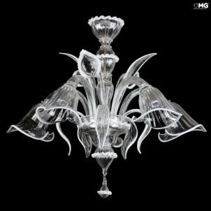 Venezianischer Kronleuchter - Calla Crystal weiß - Original Muranoglas