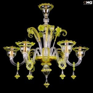 Venezianischer Kronleuchter - Ca Massari - Original Muranoglas - Gelb