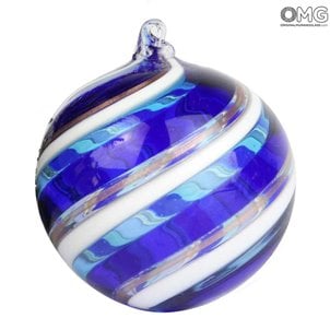 Weihnachtskugel - Spiral Fantasy Blue - Murano Glass Xmas