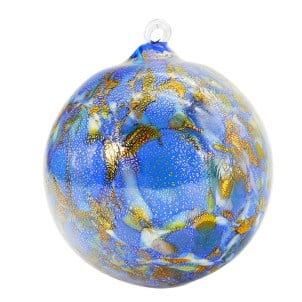 Синий новогодний шар в горошек Fantasy - Special XMAS - Original Murano Glass OMG