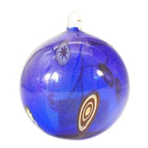 Weihnachtskugel - Blue Millefiori Fantasy - Murano Glass Xmas
