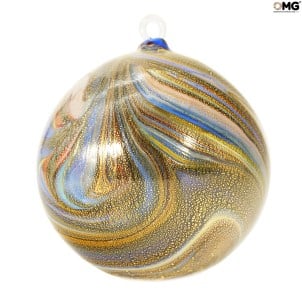 كرة الكريسماس الزرقاء - الخيال الملتوي - زجاج مورانو لعيد الميلاد