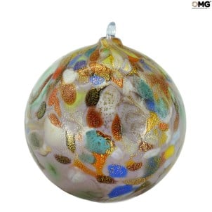 Фиолетовый новогодний шар в горошек - Original Murano Glass OMG