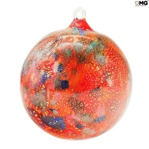 Red Christmas Ball - Dot Fantasy - Original Murano Glass OMG