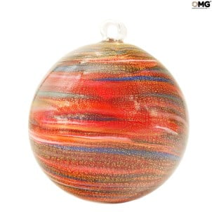 Red Christmas Ball - Twisted Fantasy - Murano Glass Xmas