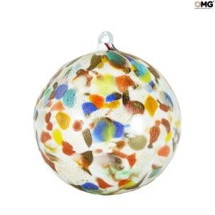 Weiße Weihnachtskugel Dot Fantasy - Special Xmas - Original Murano Glas OMG