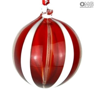 كرة الكريسماس - خيالي قصب - أحمر - زجاج مورانو الكريسماس
