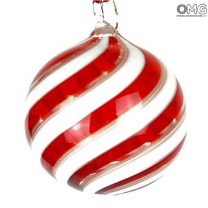 كرة الكريسماس - حمراء حلزونية - زجاج مورانو الكريسماس