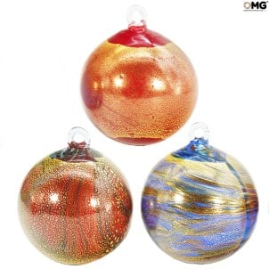 3つのクリスマスボールのセット-カラーミックス-ムラノグラスクリスマス