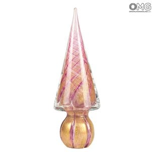 Weihnachtsbaum - Rosa Glas und Filigran - Original Murano Glas OMG