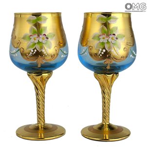 Set of 2 Trefuochi Glasses Light Blue - You&Me - Original Murano Glass