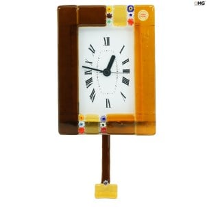 Relógio de parede de pêndulo - Murrina laranja preto - pequeno