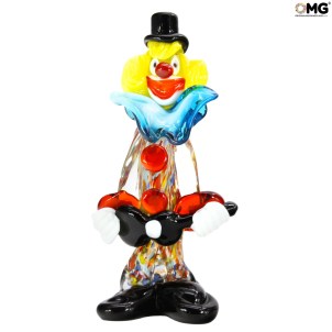 Clown avec guitare - Verre de Murano d'origine - omg