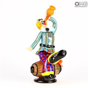 ボトル付きバレルの酔ったピエロオリジナルムラーノグラスOMG clown_murano_glass_figurine_omg_pagliaccio20170704_0001