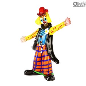 Clownfigur mit offenen Armen Original Murano Glass OMG clown_murano_glass_figurine_omg_pagliaccio