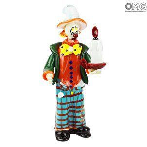 Clown mit Kerze angezündet - Muranoglas clown_with_candel_murano_glass_omg_clown