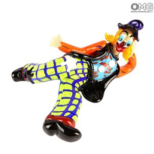Clown Figur liegend Original Murano Glass OMG Comics_clown_murano_glass_figurine_omg_pagliaccio20170704_0017