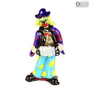 アコーディオン音楽プレーヤーオリジナルムラーノグラスOMGとピエロの置物 Comics_clown_murano_glass_figurine_omg_pagliaccio20170704_0096