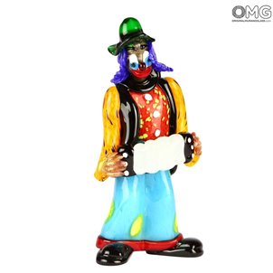 アコーディオン音楽プレーヤーオリジナルムラーノグラスOMGとピエロの置物 Comics_clown_murano_glass_figurine_omg_pagliaccio20170704_0101