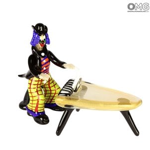 ピアノ音楽奏者のピエロの置物オリジナルムラーノグラスOMG Comics_clown_murano_glass_figurine_omg_pagliaccio20170704_0108