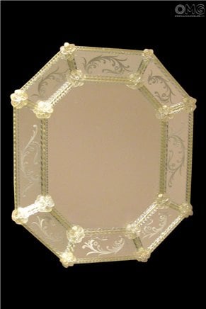 Contemori - Espelho veneziano de parede - Vidro Murano e ouro 24 quilates