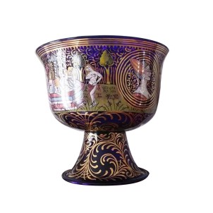 Nuova Coppa Barovier - Scene Veneziane - Original Murano Glass OMG coppa_barivier_blue_murano_glass