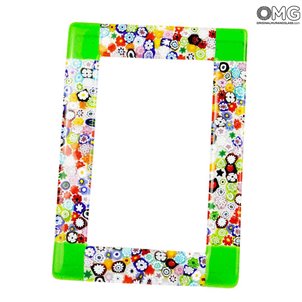 Photo Frame Fantasy Green with Millefiori - fused glass
