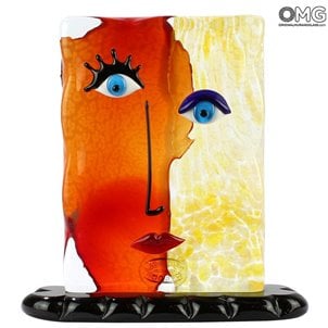 Оранжевая кубическая голова - кубизм - муранское стекло