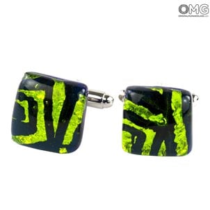 カフリンクス_fluo_green_original_ Murano_glass_1