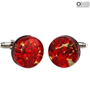 Запонки - Красный с золотом - Original Murano Glass OMG