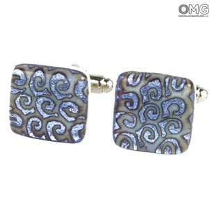 boutons de manchette_argent_bleu_original_verre_de_murano_1