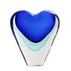 Vase Heart - Light Blue Sommerso - زجاج مورانو الأصلي OMG