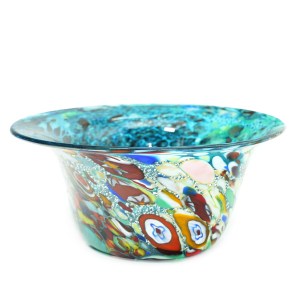 Dish - Light Blue and silver leaf - Original Murano Glass OMG