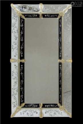 Doge - Espejo veneciano - Lujo con espejo negro grabado