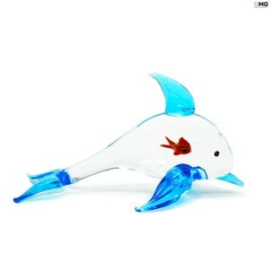 Delfino con pesce - Vetro di Murano Originale OMG