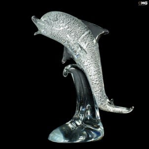 Delphin_Skulptur_Silber_Original_Murano_Glas_omg