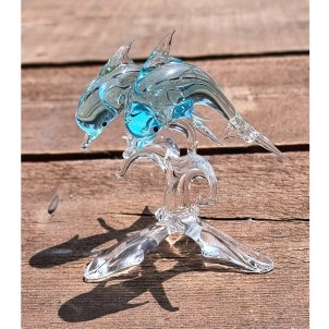 Dolphin couple Figurine - Original Murano Glass OMG