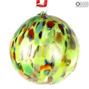 Лаймовый новогодний шар в горошек Fantasy - Special XMAS - Original Murano Glass OMG