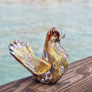Dove Figurine in Murrine Millefiori Gold - Murano glass Handmade