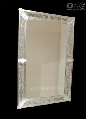 Sogno - Specchio veneziano in vetro di Murano argento