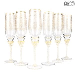 Champagne Drinking Glass  Barocco Flutes - 6 Pieces Set