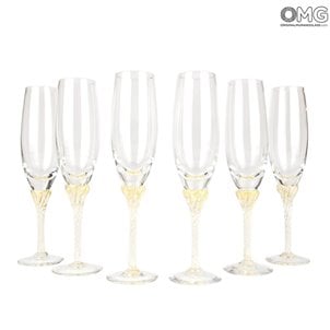 Champagner Prosecco Weinflöte - Set mit 6 Gläsern